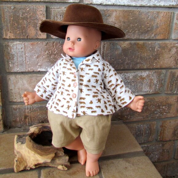GOTZ BABY DOLL w COWBOY HAT, FLANNEL PJs, ACCESSORIES -  POTTERY BARN KIDS - Picture 15 of 15